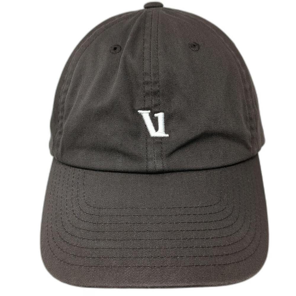 Vuori Baseball Cap Brown One Size Adjustable Slideback Hat V Logo Cotton Blend